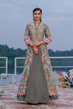 Load image into Gallery viewer, Pure Tissue Indowestern Jacket With Georgette Skirt And Top