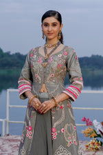 Load image into Gallery viewer, Pure Tissue Indowestern Jacket With Georgette Skirt And Top