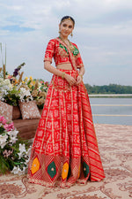 Load image into Gallery viewer, Red Tone Pure Gajji Ghatchola Style Zardosi Hand Work Lehenga Choli With Lagdi Dupatta