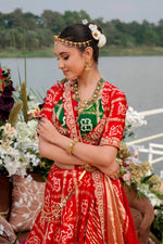 Load image into Gallery viewer, Red Tone Pure Gajji Ghatchola Style Zardosi Hand Work Lehenga Choli With Lagdi Dupatta