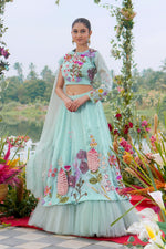 Load image into Gallery viewer, Pure Glass Tissue Organza Fabric Pearl Work Indo Western