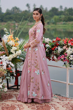 Load image into Gallery viewer, Georgette Fabric Mirror Work Zero Size Pearl Indo Western Skirt And Top