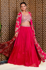 Load image into Gallery viewer, Cherry Chinon Crepe Indo Western With Sequins Long Jacket