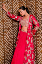 Load image into Gallery viewer, Cherry Chinon Crepe Indo Western With Sequins Long Jacket