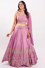 Load image into Gallery viewer, Pure Dola Silk Pearl And Sequence Work Lehenga With One Sided Pattern Blouse