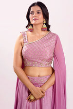 Load image into Gallery viewer, Pure Dola Silk Pearl And Sequence Work Lehenga With One Sided Pattern Blouse