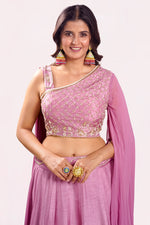 Load image into Gallery viewer, Pure Dola Silk Pearl And Sequence Work Lehenga With One Sided Pattern Blouse