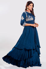 Load image into Gallery viewer, Fancy Blue Color Organza Fabric Readymade Gown