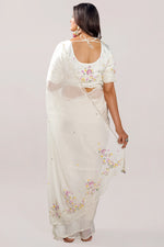 Load image into Gallery viewer, Off White Color Pearl And Sequence Work Saree With Readymade Blouse