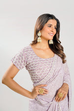Load image into Gallery viewer, Georgette Fabric Chikankari Work Saree With Pearl Work Readymade Blouse