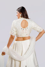 Load image into Gallery viewer, Two Side Work Half N Half Look Lehnga With High Neck Blouse