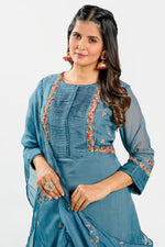 Load image into Gallery viewer, Grey Color Designer Readymade Gown With Dupatta
