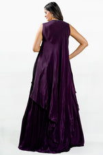 Load image into Gallery viewer, Purple Wine Color Sequence Work Indo Western Lehenga