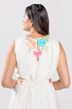 Load image into Gallery viewer, White Color Silk Fabric Jumpsuit With Bow Neck Dupatta