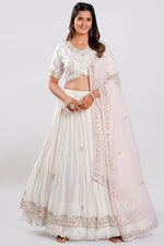 Load image into Gallery viewer, White Color Silk Sequence Work Readymade Lehenga Choli
