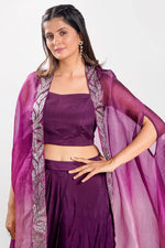 Load image into Gallery viewer, Purple Color Indo Western Dress