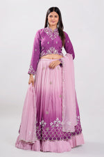 Load image into Gallery viewer, Purple Color Organza Two Layered Pleated Lehenga Choli