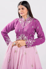 Load image into Gallery viewer, Purple Color Organza Two Layered Pleated Lehenga Choli