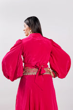 Load image into Gallery viewer, Crepe Fabric Pink Color Oxidised Work Indo Western Dress