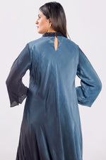 Load image into Gallery viewer, Satin Silk Blue Shaded Sequence Work Readymade Cowl Dress