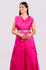 Load image into Gallery viewer, Rani Color Satin Crepe Catdana Sequence Work Readymade Indo Western Palazzo Suit
