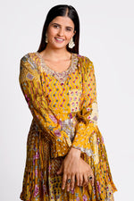 Load image into Gallery viewer, Brown Color Paplum Georgette Zardosi Goti Patta Indo Western Palazzo Suit