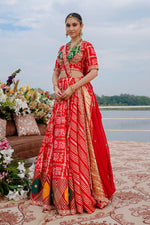 Load image into Gallery viewer, Red Tone Pure Gajji Ghatchola Style Zardosi Hand Work Lehenga Choli With Lagdi Dupatta
