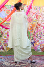 Load image into Gallery viewer, Pista Color Organza Crepe Zardosi Work Dhoti Style Indo Western Skirt
