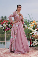 Load image into Gallery viewer, Georgette Fabric Mirror Work Zero Size Pearl Indo Western Skirt And Top
