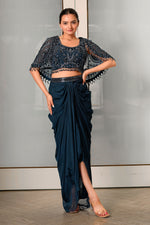 Load image into Gallery viewer, Organza Dhoti Skirt With Monotone Waist Jacket Indo Western
