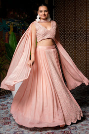 Crepe Crop Top With Pearl And Sequins Bow Neck Dupatta