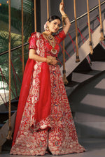 Load image into Gallery viewer, Red Color Captivating Heavy Embossed Embroidery Bridal Lehenga Choli
