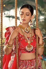 Load image into Gallery viewer, Red Color Captivating Heavy Embossed Embroidery Bridal Lehenga Choli
