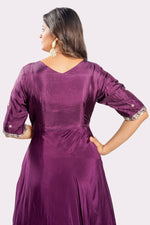 Load image into Gallery viewer, Purple Wine Readymade Drape Style Gown
