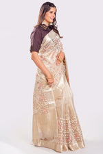 Load image into Gallery viewer, Beige Color Tissue Fabric Resham Work All Over Readymade Saree
