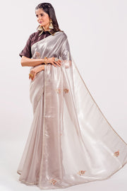 Organza Tissue Hand Zardosi Butta Saree