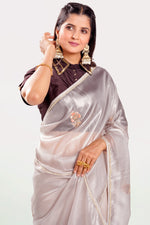 Load image into Gallery viewer, Organza Tissue Hand Zardosi Butta Saree
