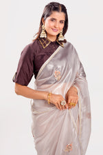 Load image into Gallery viewer, Organza Tissue Hand Zardosi Butta Saree
