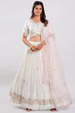 Load image into Gallery viewer, White Color Silk Sequence Work Readymade Lehenga Choli
