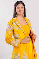 Load image into Gallery viewer, Yellow Color Dola Silk Readymade Co-Ord Set
