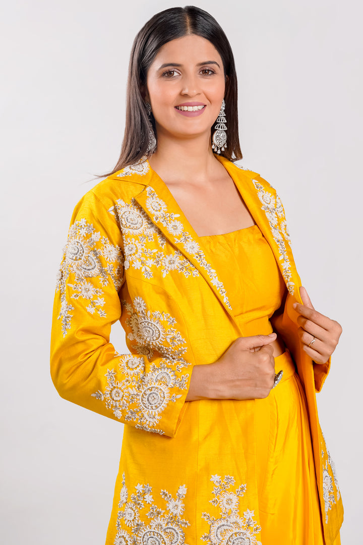 Yellow Color Dola Silk Readymade Co-Ord Set