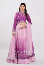 Load image into Gallery viewer, Purple Color Organza Two Layered Pleated Lehenga Choli
