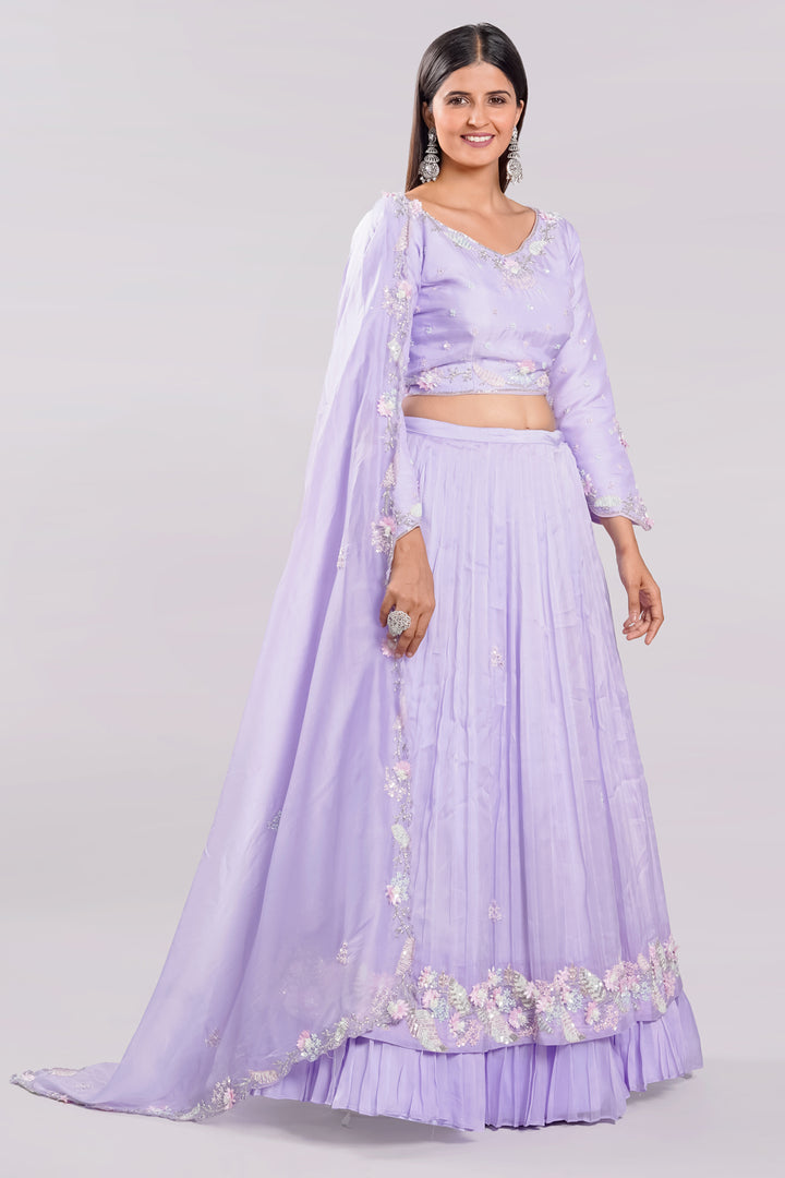 Organza Fabric Two Layered Pleated Readymade Lehenga Choli