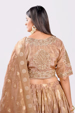 Load image into Gallery viewer, Tissue Fabric Light Brown Color Readymade Lehenga
