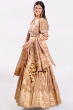 Load image into Gallery viewer, Tissue Fabric Light Brown Color Readymade Lehenga
