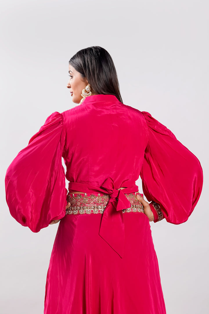 Crepe Fabric Pink Color Oxidised Work Indo Western Dress