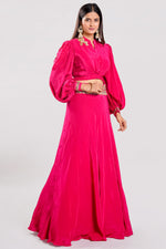 Load image into Gallery viewer, Crepe Fabric Pink Color Oxidised Work Indo Western Dress
