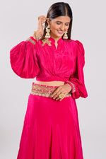 Load image into Gallery viewer, Crepe Fabric Pink Color Oxidised Work Indo Western Dress
