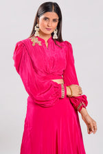 Load image into Gallery viewer, Crepe Fabric Pink Color Oxidised Work Indo Western Dress
