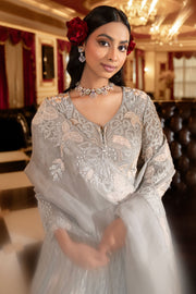 Organza Applic Monotone Thread Work Long Lehenga Choli With Dupatta